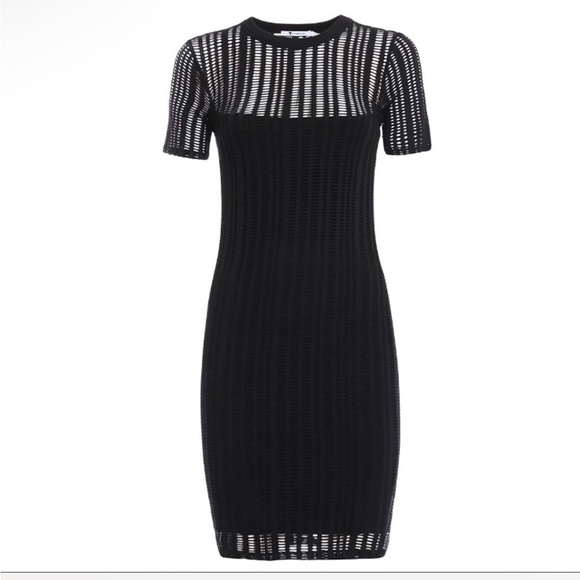 T Alexander Wang Woman’s Sheer Laser Cut Black Bodycon Whimsigoth Mini Dress S - Picture 2 of 16